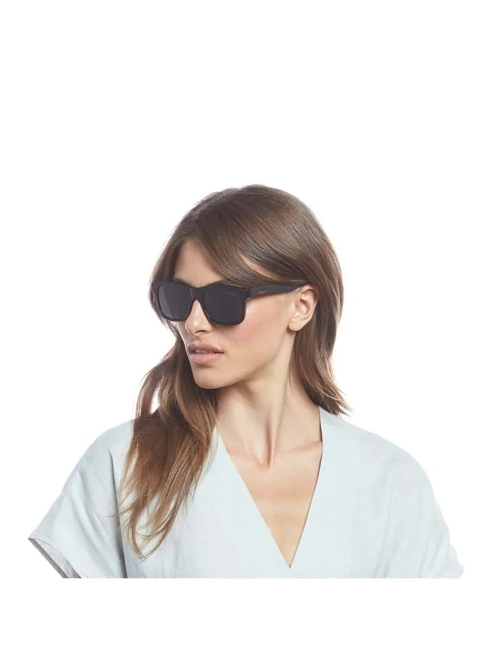 Gucci GG0008S 001 Sunglasses Black Square Frame, Green  Lenses